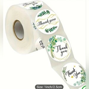 500 Thank You Stickers Leafy NIP